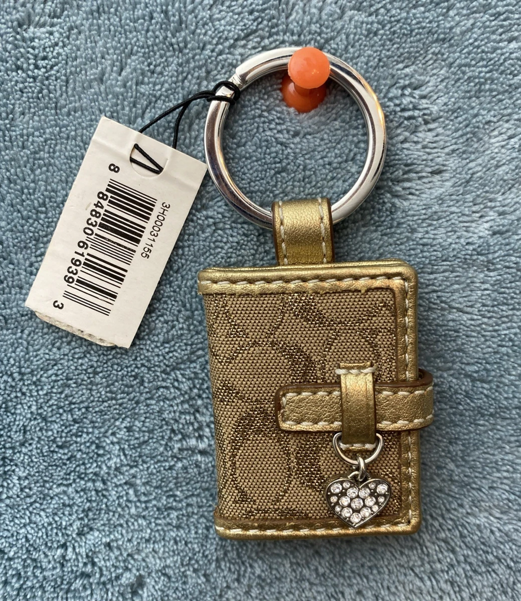 COACH コーチ 手帳型 チャーム フォトフレーム キーリング 白 y2k Vintage Y2K Coach Glitter Logo Signature Crystal Photo Frame