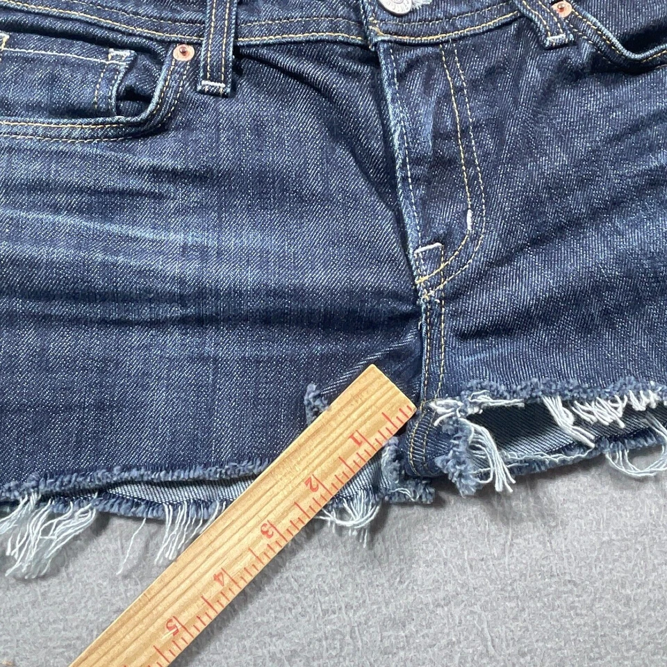 Pantalones Cortos de Jean Vintage Fossil Corte 29 Corte Alto Botín Deshilachado Tiro Bajo Años 90 Foto 4 de 4