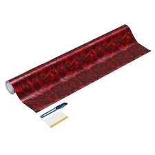 1Set Carbon Fiber Vinyl Wrap 12" x 5ft Self-Adhesive W Scraper Red