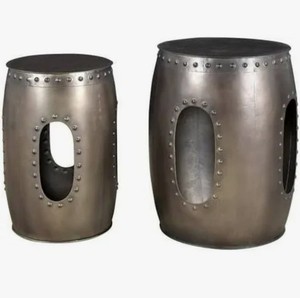 Set of 2 - Baton Cast Iron Occasional Tables in Nickel Finish