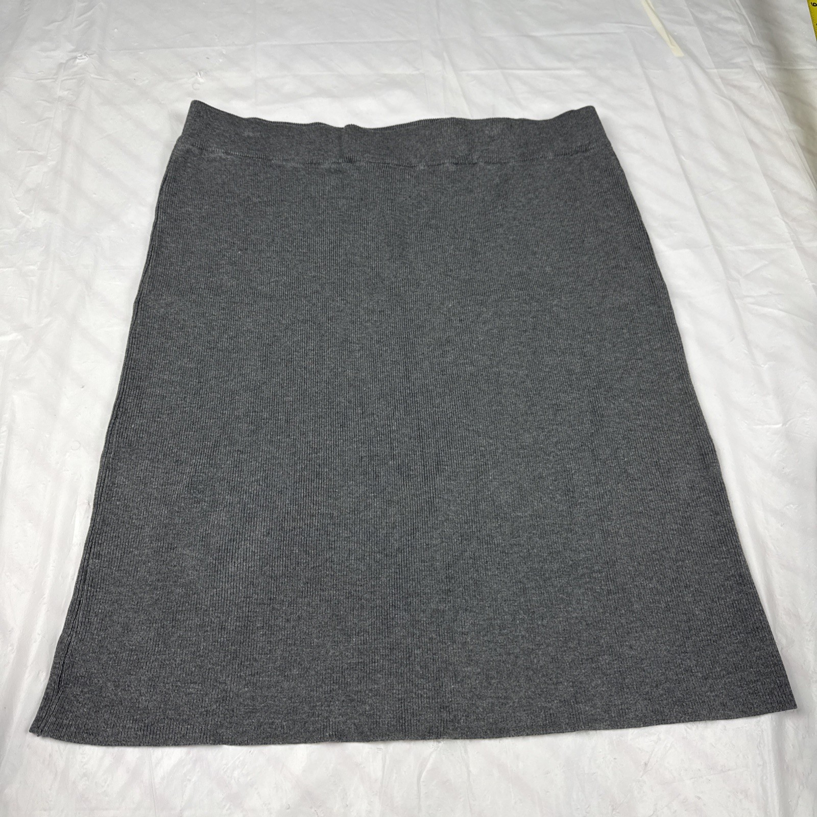 H&M Skirt Womens Medium Gray Jersey Pencil Stretch Pull On Knee Length Basic