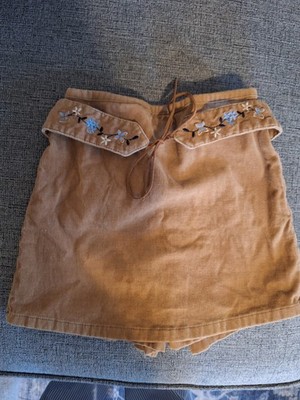 Vintage Philly California Girls Skort Light Brown CorduroyW/Floral Embroidery 6x
