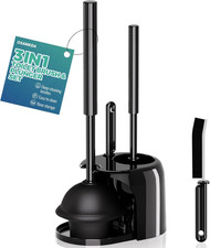 3 in 1 Toilet Brush and Plunger Set with Crevice Cleaning Brush, Toilet Plunger