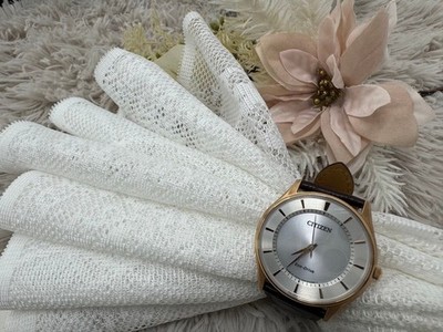 Citizen Eco-Drive Ladies Watch Pink Gold Brown Dial Solar 36.7mm Japan