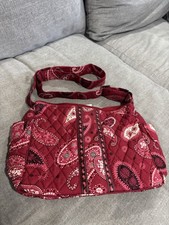 Vera Bradley Mesa Red Purse Quilted Paisley B...