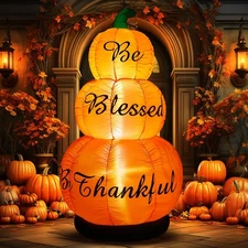 6ft Thanksgiving Pumpkin Inflatable Decoration with LED Fall Stacked Pumpkins...