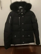 Moose Knuckles 3Q  Fur Trim Down Jacket Black Women's Medium Made in Canada