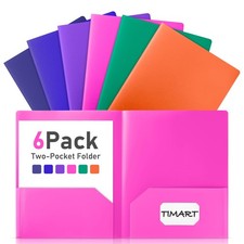 Folders with Pockets-6 Pack, 2 Pocket Folders Fit Letter Size Paper, Plastic ...