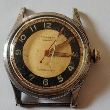 President Incabloc montre automatique antimagnétique cadran noir/beige