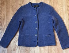 Geiger Tyrol Womens Jacket sz40 Blue Boiled Wool Austrian Cardigan Sweater
