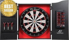 Tournament Bristle Dartboard Cabinet with Electronic Scoreboard  6 Darts