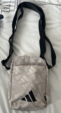 Grey Adidas Manbag Crossbody Bag Zip Pockets Adjustable Strap Excellent Conditio