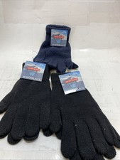 3 Pairs Of Winter Gloves, Warm Knit Stretchy, 2 Black  1 Navy