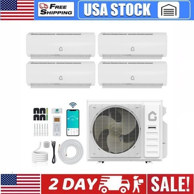 35K BTU 4 Zone WIFI Mini Split AC/Heating System Air Conditioner 4*12000 BTU
