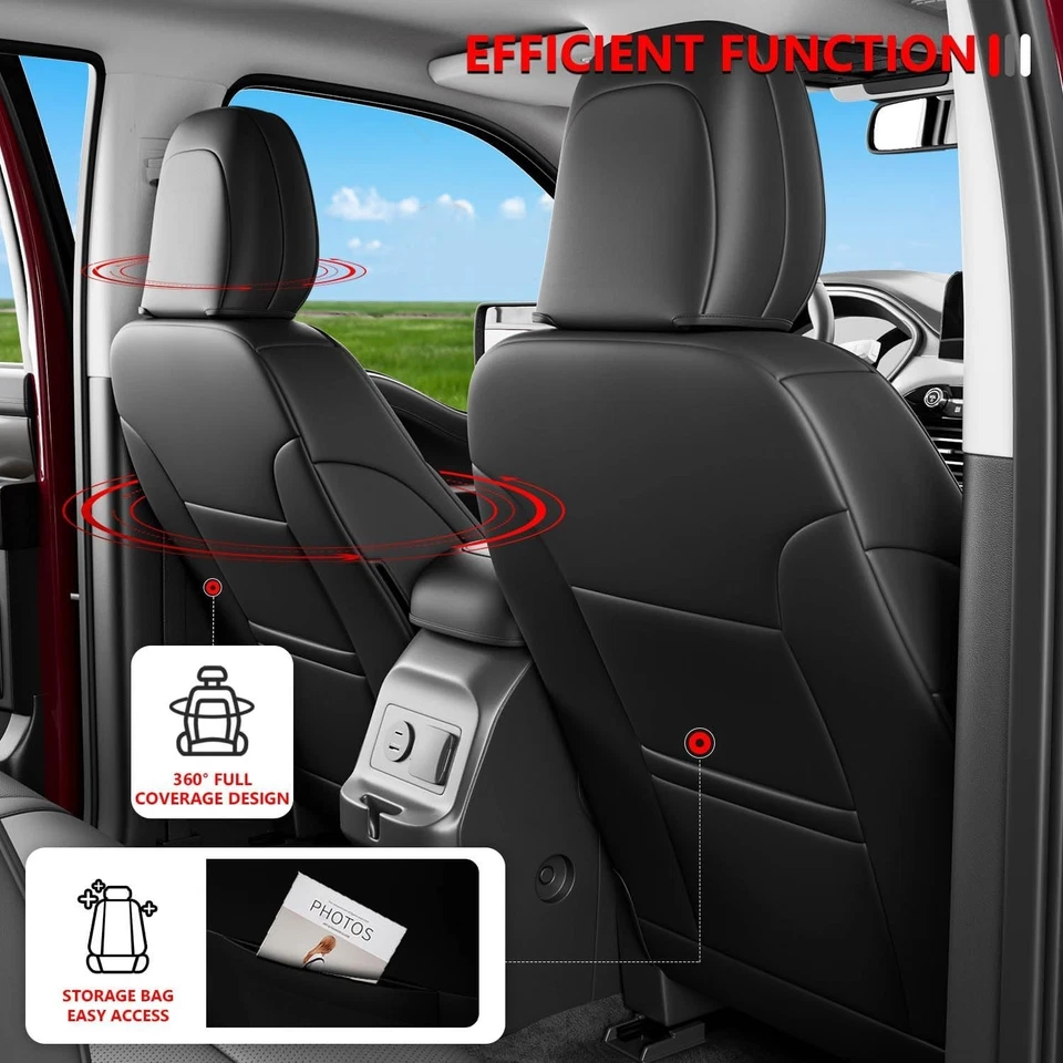 For 2022-2025 Ford Maverick Seat Covers Black PU Full Set Car Seat Protector Foto 3 de 4