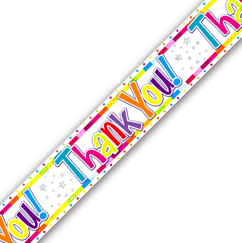 Thank you Foil Banner 9ft Rainbow Party Decoration Happy Any Occasion Unisex