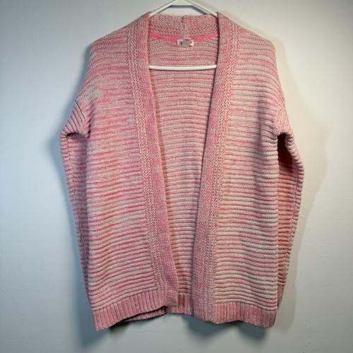 Cat & Jack Girls Pink Striped Open Cardigan Sweater Size 14/16 XL Girly Spring