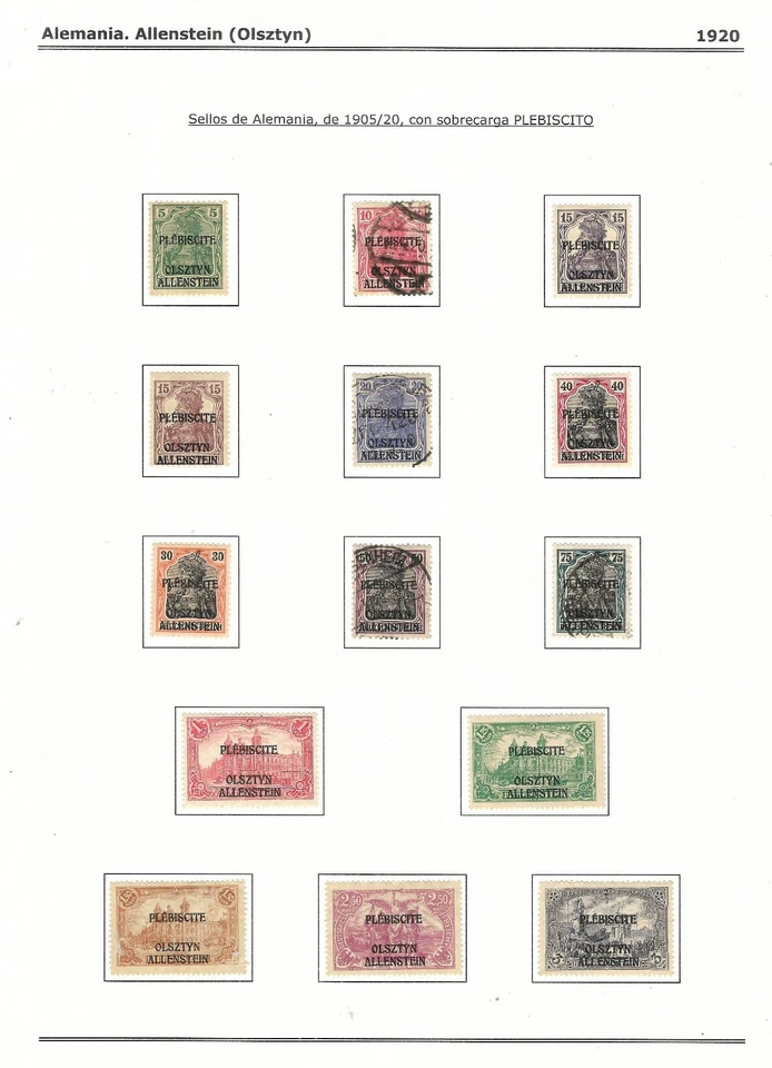 Germany: Allenstein-olsztyn: 1920; Prebiscite, set XF, mint & used, EBA036 - Image 2 of 2