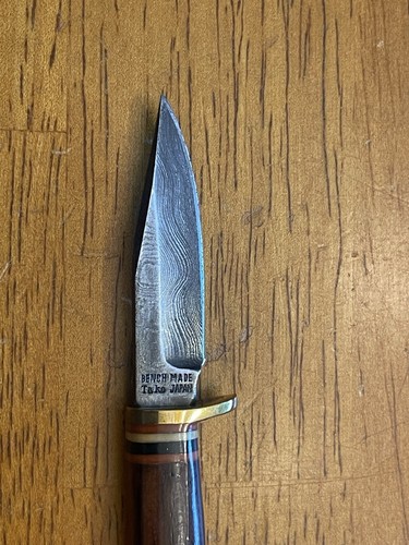 Damascus Steel Parker Tak Fukuta JapanMiniature Bowie Knife Bench Made #3 - Picture 5 of 7