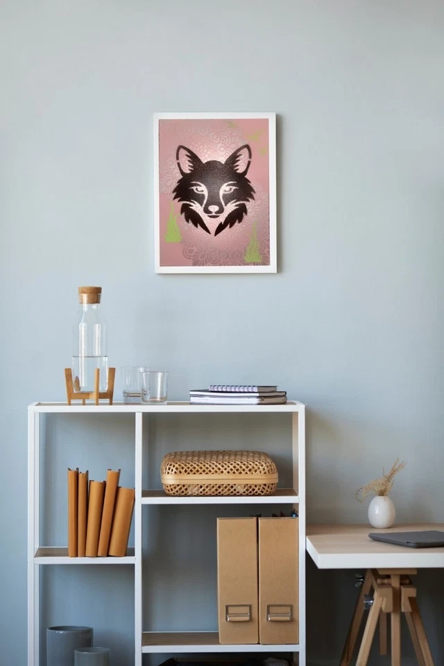 Juego de 3 arte de pared en lienzo - Decoración de pared de animales, pintura de zorro y bosque con cita Foto 3 de 4