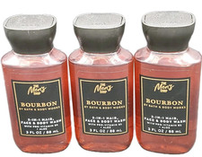 3x Bath Body Works Men s Collection BOURBON Travel Mini 3-in-1 Hair Face Body