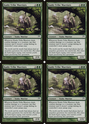 4x MTG 2004 KASHI-TRIBE WARRIORS - SNAKE CREATURE - MAGIC CARD x4 copies
