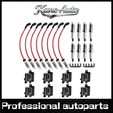 8 Pack Square Ignition Coil & Spark Plug Wire For Chevy GMC 4.8L 5.3L 6.0L 8.1L