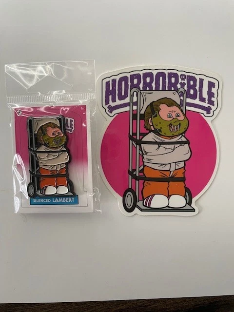 Horrorible Kids Enamel Pin SILENCED LAMBERT Silence of the Lambs + Rare Sticker! - Image 2 of 2