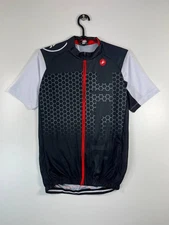 Castelli Cycling Jersey Hex Design Black Short Sleeve Bike Shirt Mens Size L
