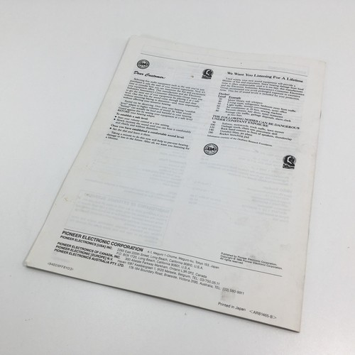 Pioneer Owners Manual Operating Instructions for VSX-D503S - A/V Stereo Receiver - Picture 2 of 8