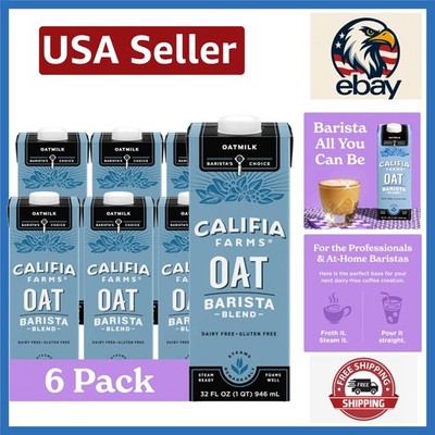 Califia Farms 32 Oz Oat Milk Barista Blend (Pack of 6) - Froth & Steam Perfectly