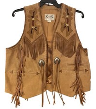 VTG RARE Mens Scully Suede Leather Fringe Beaded Western Vest Sz 42 Men  s NEW