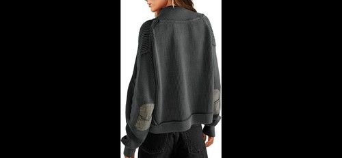 Strickjacke Pullover vorne offen Oberbekleidung Grobstrick Cropped Sweater Jacke Gr. M - Bild 2 von 7