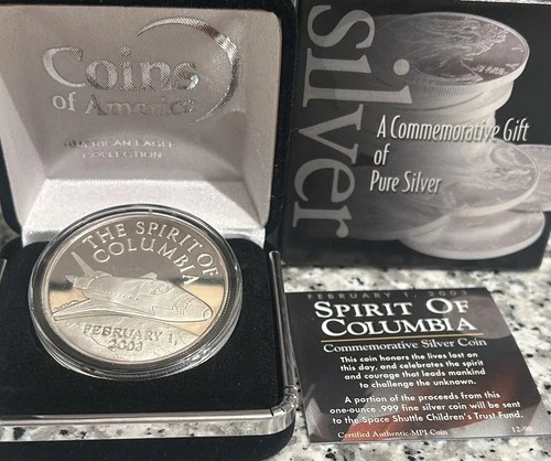 2003 Spirit Of Columbia Space Shuttle 1 Oz.  .999 Silver Proof Round