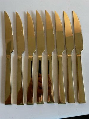 New Set of 8 Lenox Gold Stainless Steel Steak Knives 9.5''