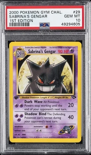 2000 POKEMON GYM CHALLENGE 1ST EDITION #29 SABRINA'S GENGAR PSA 10