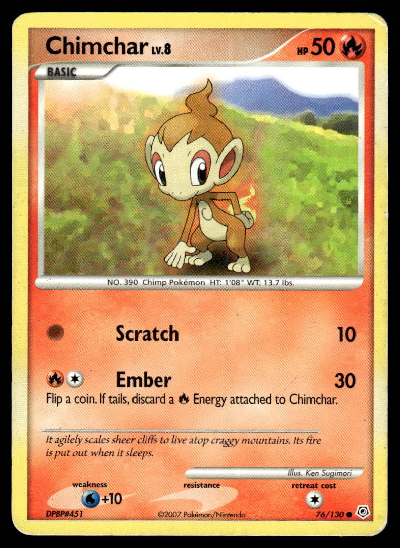 Chimchar 76/130 Common Diamond & Pearl Pokemon Heavily Played