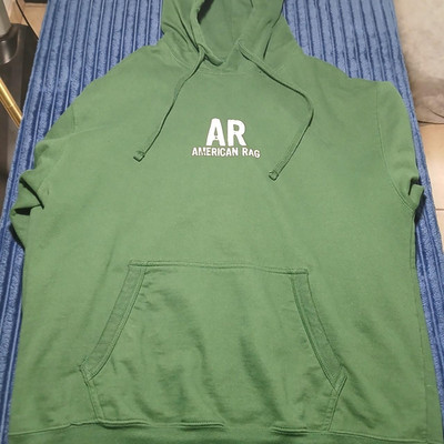 American Rag Green Graphic Print Cotton Fleece Pullover Hoodie Hooded XL Men