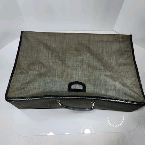 VTG 60's GRAY Folding Luggage Collapsible Lightweight Suitcase 21.5"x13.5"x6.75"