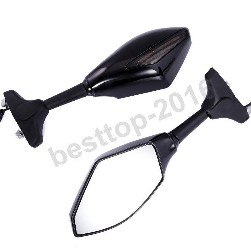Black LED Mirrors For Kawasaki Ninja 500/636 ZX6RR ZX750