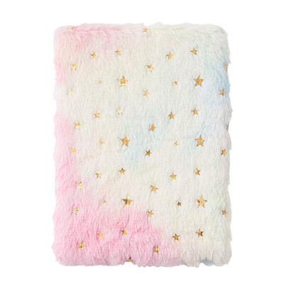 Notebook Cute Plush Fluffy Covered Diary Notepad Gradient Colored J2Q3
