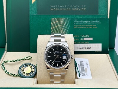 Rolex Datejust 126200 36mm Black Dial Stainless Steel Box Paper