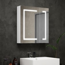 LED Bathroom Medicine Cabinet w/ Lighted Mirror Anti-Fog Touch Sensor Wall-mount