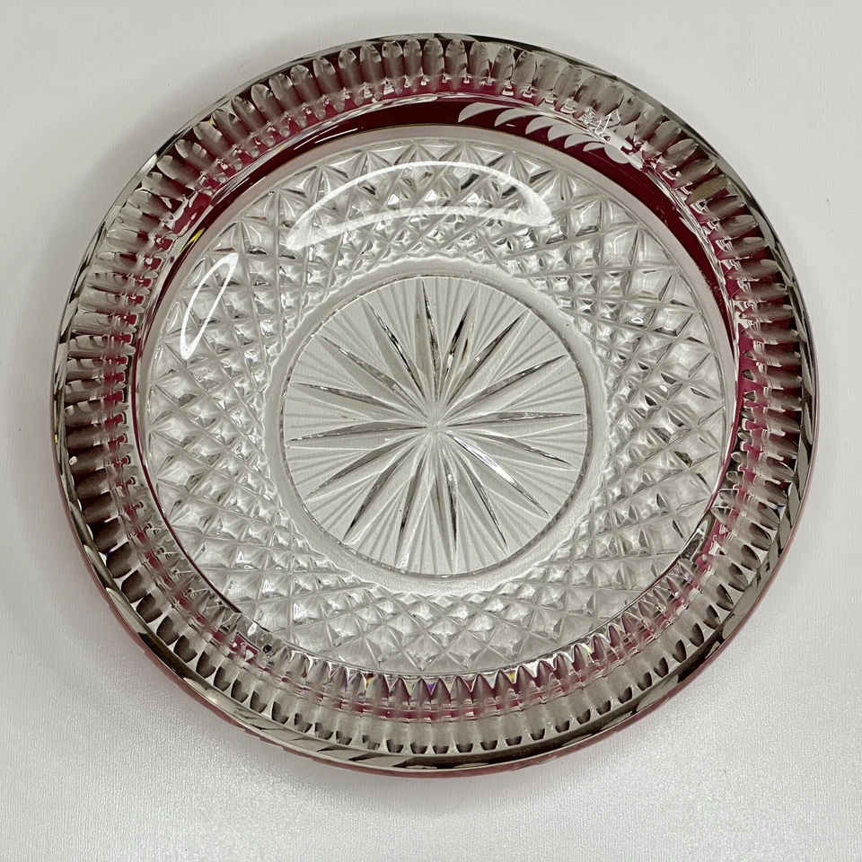 Vintage Ebeling & Reuss Marchioness Ruby Red Glass Flower Motif Ashtray - Image 3 of 4