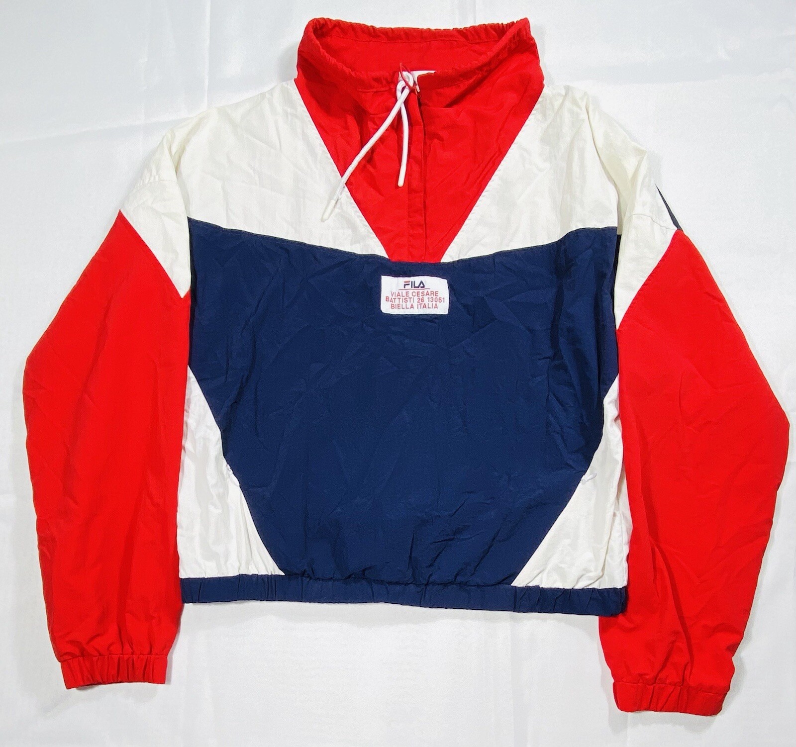 FILA Giacca Donna TAGLIA XL Rosso Bianco Blu Pullover Retro anni '90 1 4 Cerniera