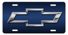 CHEVY BOWTIE Inspired ART on Simulated  Carbon Fiber Aluminum License Plate D