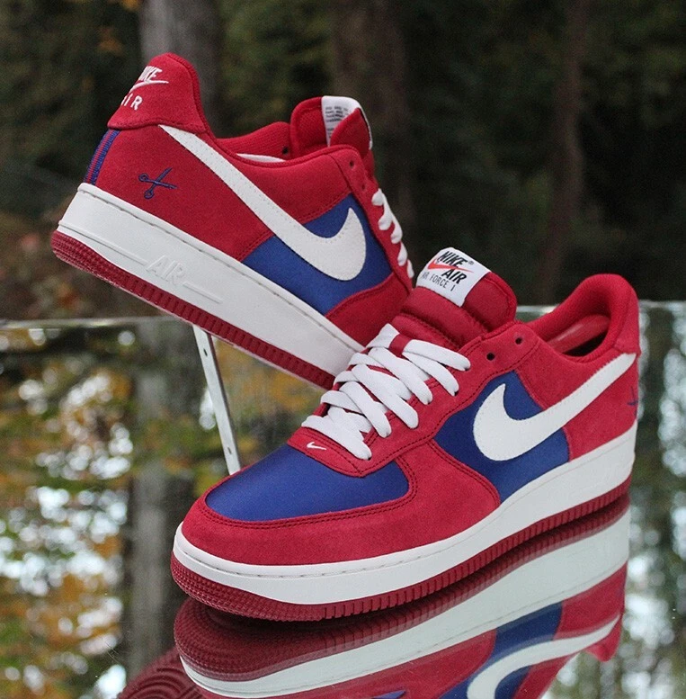 Nike Air Force 1 Low Scissors Men’s Size 9.5 Gym Red Blue Sail Custom 488298-626 - Image 2 of 4