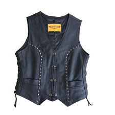 Dream Apparel Women Large Vest Biker Black Buttons Pockets