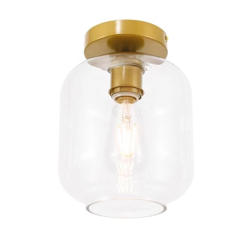 Living District Collier 1-Light Metal & Glass Flush Mount in Brass/Clear - Picture 6 of 10