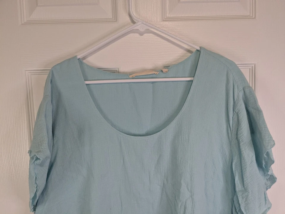 Top informal Soft Surroundings para mujer 2X azul manga corta Lagenlook Foto 2 de 4